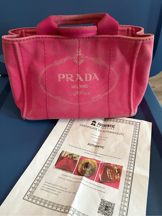 Prada Handbags - Prada Pink Mini Canapa Canvas Tote Bag AUTHENTICATED